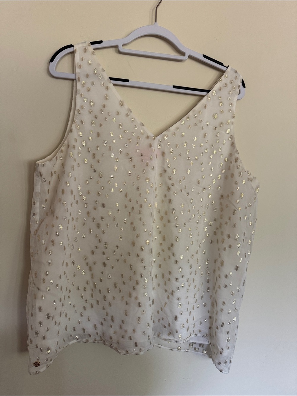 Lilly Pulitzer Cream Sleeveless Top with Gold Sequin Ovals